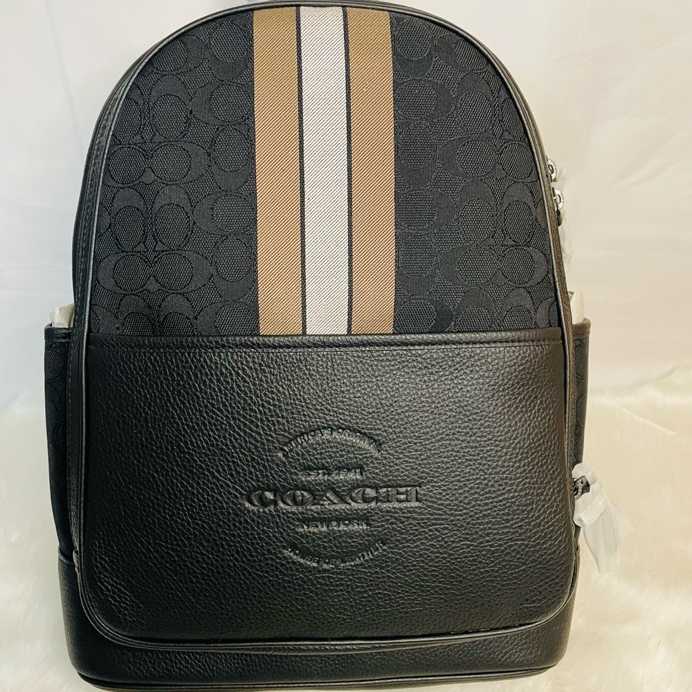 NWT Thompson Backpack In Signature Jacquard with Varsity Stripe - Picture 4 of 14